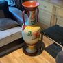 Large Vintage Style Hand Painted Ceramic Floor Vase  Floral Twin Image 3