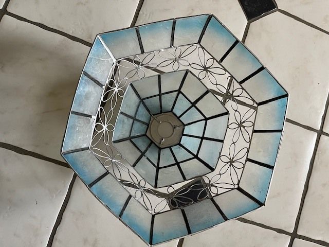 Ceiling Light Shade- Blues And Silver. In Great Condition.