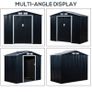 NEW SALE | 7ft x 4ft Lockable Garden Shed Large Patio Roofed Tool Metal Storage Building Foundation Sheds Box Outdoor Furniture, Dark Grey Image 7