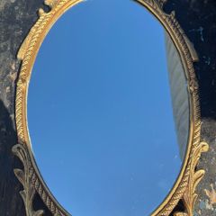 Retro vintage petit metal framed wall mirror c1960