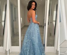 Stunning Blue Debs Dress (strapless or with straps) with sparkle)