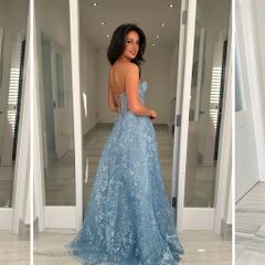 Stunning Blue Debs Dress (strapless or with straps) with sparkle)