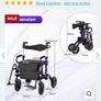 2-in-1 Foldable Rollator Walker with Seat and Pneumatic Tires for All Terrain-Purple Image 5