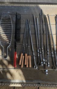 Large BBQ Accessories Set   Stainless Steel Skewers, Grill Baskets  Racks