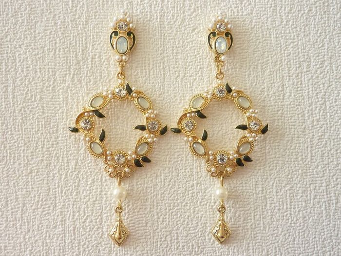 Vintage Style Faux Pearl Boho Chic Drop Gold Earrings