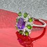 African Amethyst, Natural Chrome Diopside & White Zircon Ring Image 6