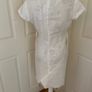 Vintage St -Martins White Linen and Crochet Sleeveless Tunic -Size S Image 5