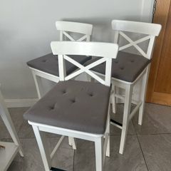 White breakfast bar stool x 3
