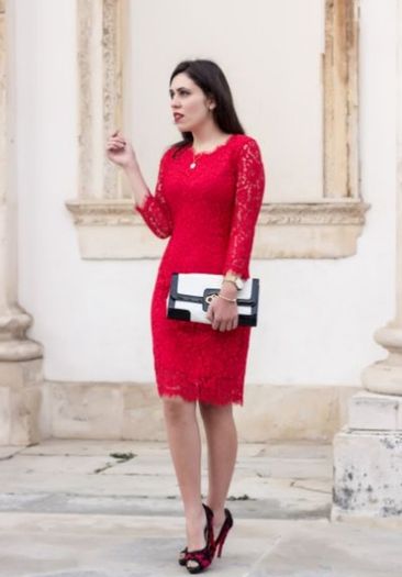 H&M lace red dress