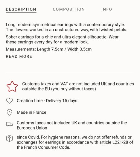 Maison Sabben 24 carat gold earrings