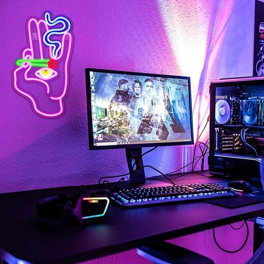 Hand Eye Neon Sign Pink Hand Neon Light for Wall Decor Led Evil Eye Neon Sign USB Man Cave Neon Light Sign for Bedroom Game Room Kids Room Decor Home Bar