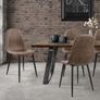 Set of 4 Brown Faux Leather Dining Chairs with Black Metal Legs Image 2