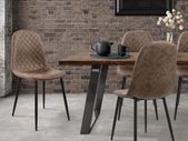 Set of 4 Brown Faux Leather Dining Chairs with Black Metal Legs