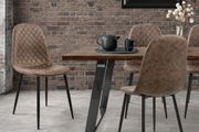 Set of 4 Brown Faux Leather Dining Chairs with Black Metal Legs