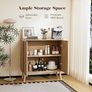 Sideboard, Buffet Storage Cabinet with Fluted Decorating, Sideboard Storage Cabinet with 2 Doors & Adjustable Shelf, Kitchen Cupboard for Living Room, Dining Room, 35 x 77 x 78 cm, Oak Image 6