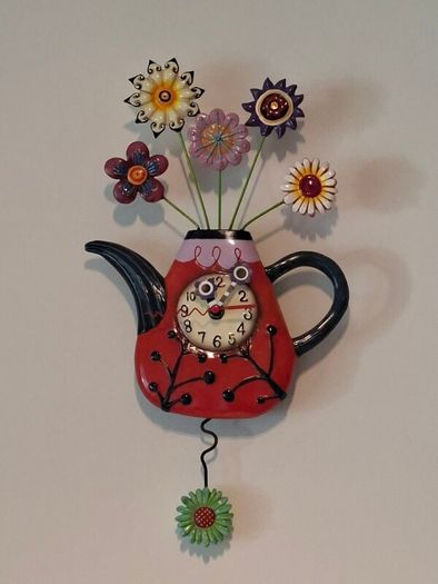 Allen Designs P9014 Flower-Tea-Full Pendulum Wall Clock