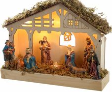 Pre-Lit Christmas Wooden Nativity Scene Decoration Illuminated with 5-LED, 26 cm (FREE POSTAGE)