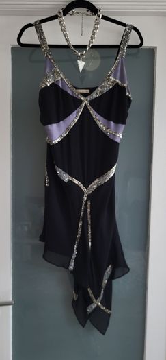 NOCTURNE 100% Silk Beaded Cocktail Dress Sz 12UK(Fit 10-12UK) - Rrp 695 (New)