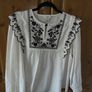White long sleeved top, embroidered at neck and frill on sleeves Image 3