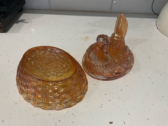 Carnival Glass Egg Holder