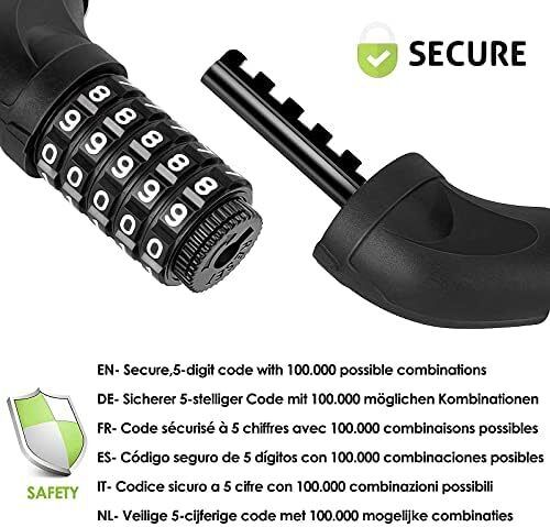 Bike Locks Heavy Duty/Bicycle Chain/Cycling Lock (14 Colors) 5-Digits Codes Resettable 100,000 Codes for Bike Cycle, Moto, Door, Gate Fence 830mm Length(Black)