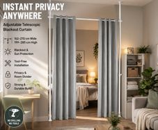 Floor to Ceiling Blackout Curtain with Metal Telescopic Poles