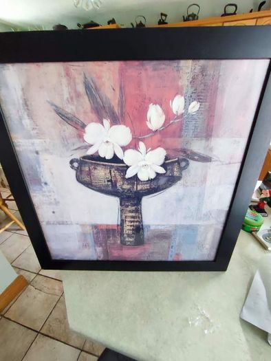 Lovely Framed Still Life print in Black Frame.