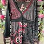 dress 100% cotton black patterned dress v neckline & long sleeves size small Image 7