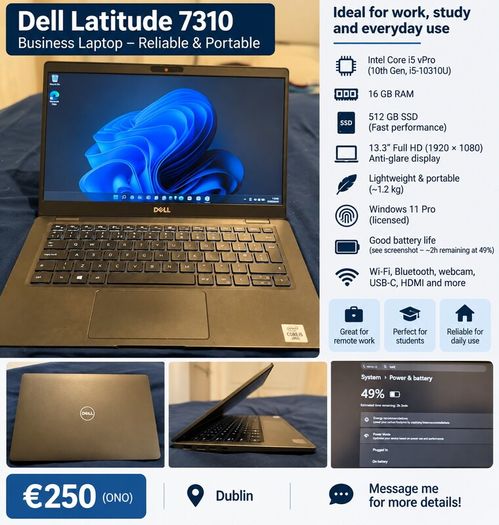 Dell Latitude 7310 - i5 10th Gen - 16GB RAM - 512GB SSD - Windows 11 Pro