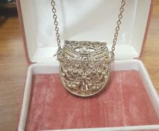 Vintage silver pouch necklace