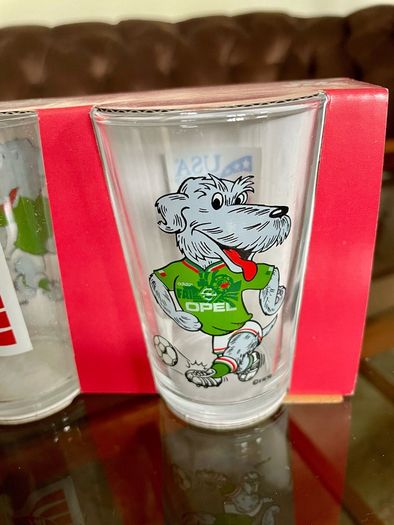 World Cup USA 1994 Macul the dog Mascot Drinking Glasses x 3