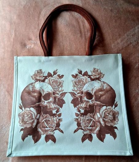Large Canvas skull tote bag