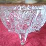 Triangular Cut Crystal Glass Footed Jewelry Dish Image 3