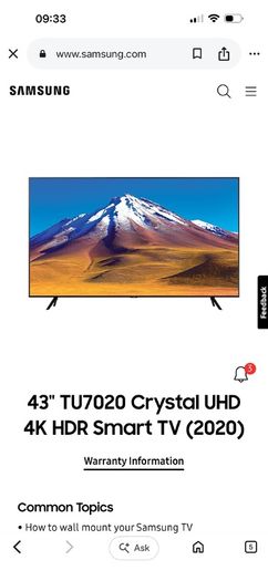 Samsung 43" Smart TV