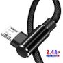 Micro USB Cable 2.4A Fast Charging 90 Degree Elbow: 2m Grey Image 4
