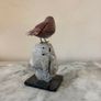 Hand-Carved Gemstone European Robin on Tourmalinated Quartz Base Image 5