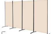 Room Divider, 4 Panels Room Divider, Folding Privacy Screen and Portable Partition Divider for Room Separation, Freestanding Room Partitions for Office, Bedroom, Study, Beige