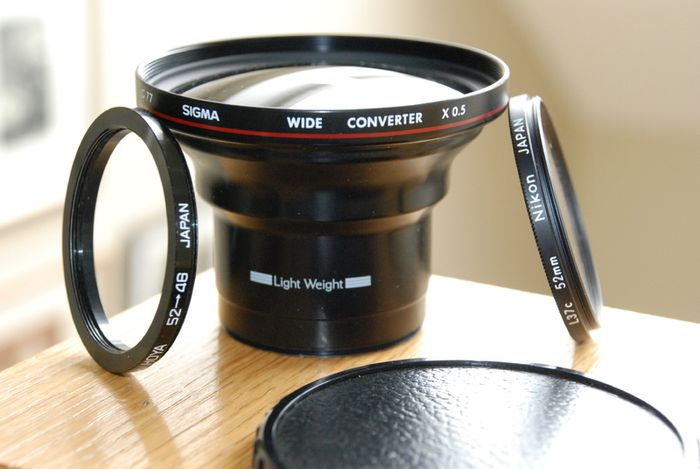 SIGMA Wide Converter x0.5, Hoya 46-52mm StepUp Ring & Nikon 52mm L37c UV Filter