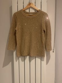 Jigsaw fine-knit jumper with gold sequins (S) like new