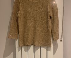Jigsaw fine-knit jumper with gold sequins (S) like new