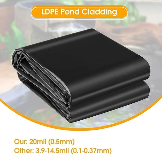 Black LDPE Pond Liner,4m 5m 20 Mil Large Fish Pond Liner, Heavy Duty Flexible Waterproof Sheet for Garden Ponds, Fish Ponds, Water Features, Streams Fountains (4m 5m)