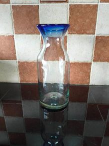 Vintage Mexican hand blown recycled glass decanter