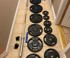 Best Urethane (superior To Rubber) Olympic Trigrip Weights Set + 20kg Barbell + Extras!