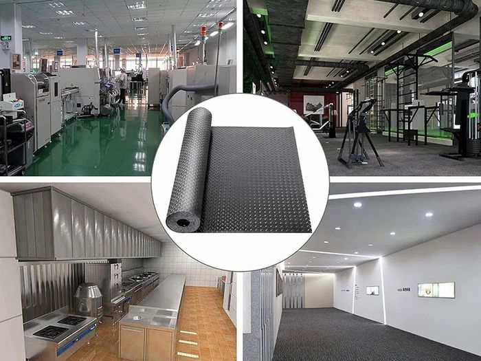 Rubber Garage Floor Mats 1M x 5M / 3.3Ft x 16.4Ft Anti-Slip Diamond Plate Mat 3mm Thick Heavy Duty Commercial Flooring Mat Roll for Under Car, Gym, Garage, Warehouse, Black