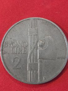 1924 Italy 2 Lire coin