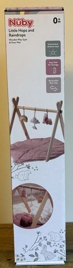 Nuby Little Hops and Raindrops Wooden Play Gym & Floor Mat in pink