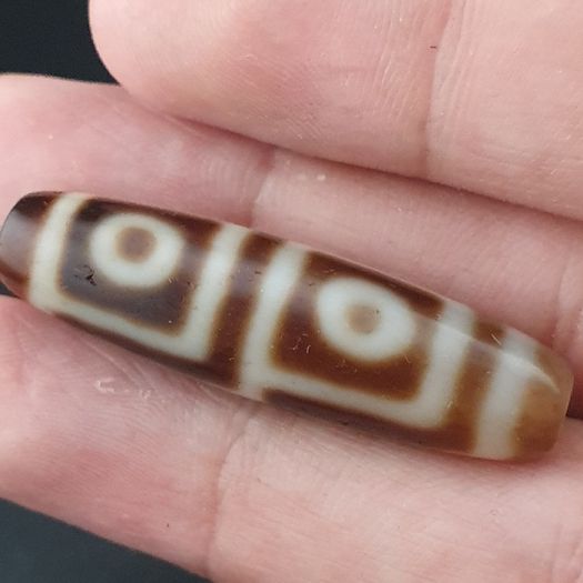 Antique Himalayan Tibetan 4 Eyes Agate Dzi Bead Amulet