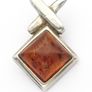925 Vintage Sterling Silver & Natural Baltic Amber Signed Pendant Image 2