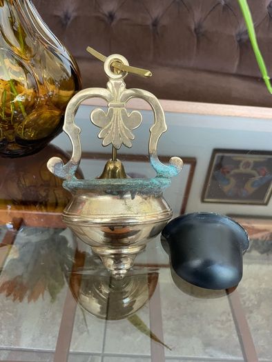 Vintage Brass Holy Water Font Wall Hanging Religious Home Decor