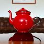 Vintage Made in Poland Red Enamel Teapot Image 2
